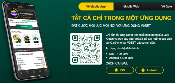 link vào v9bet mobile